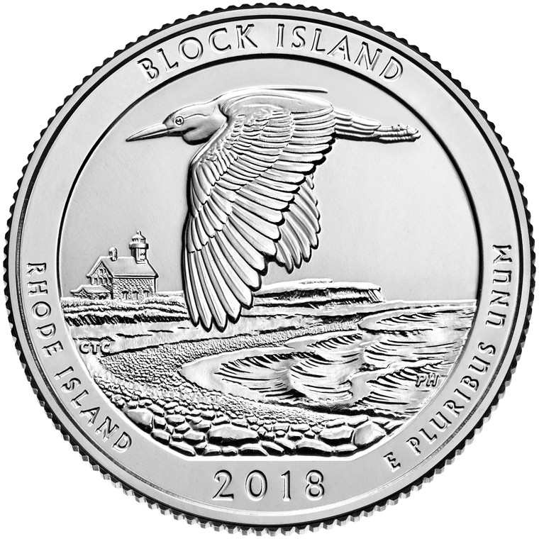 2018 #45 Philadelphia Rhode Island Block Island America the Beautiful Quarter Roll Uncirculated