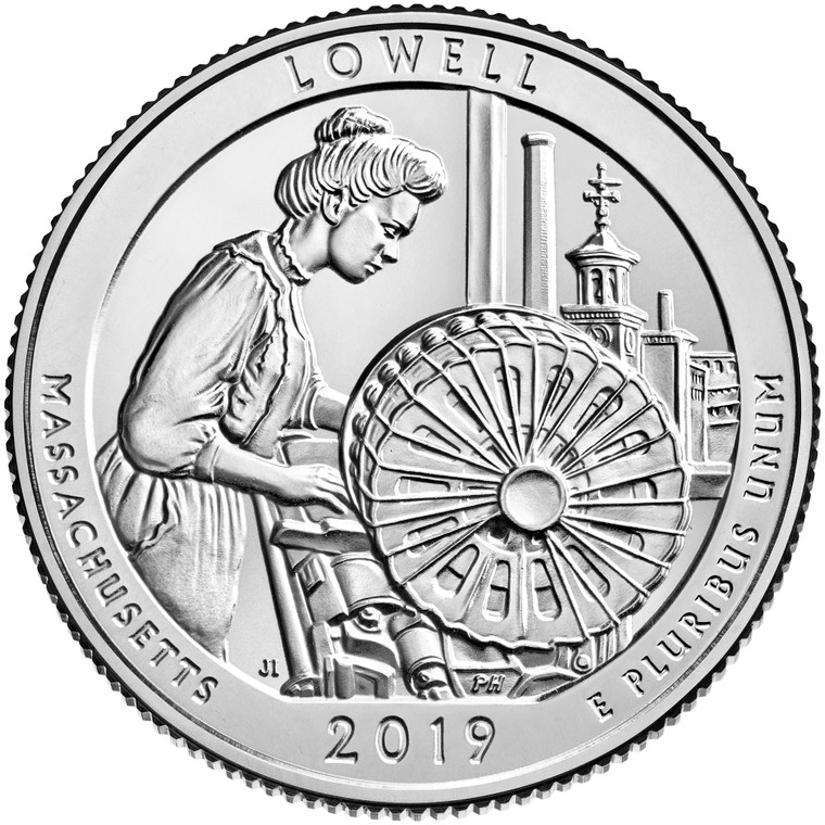 2019 #46 Philadelphia Massachusetts Lowell Island America the Beautiful Quarter Roll Uncirculated