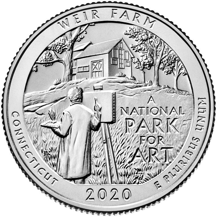 2020 #52 Denver Connecticut Weir Farm America the Beautiful Quarter Roll Uncirculated