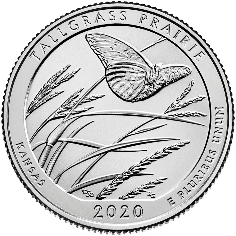 2020 #55 Philadelphia Kansas Tallgrass America the Beautiful Quarter Roll Uncirculated