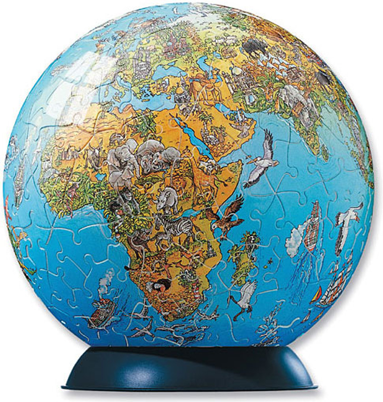 illustrated world map puzzle globe