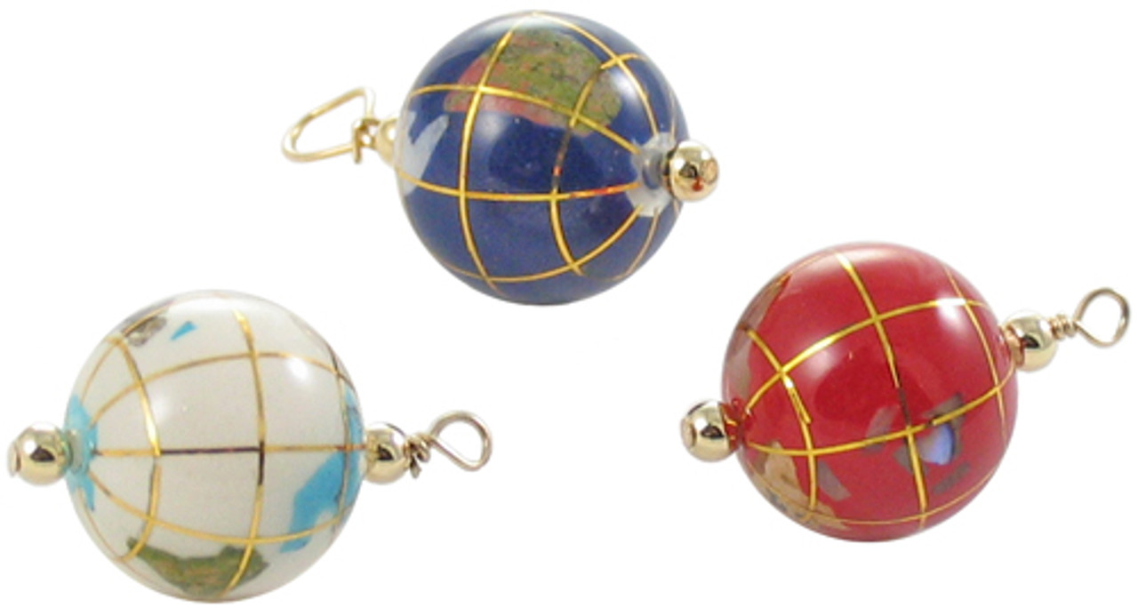 Charm, gold-plated: Globe with stones