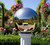 Gazing ball on pedestal - mirrored stainless steel