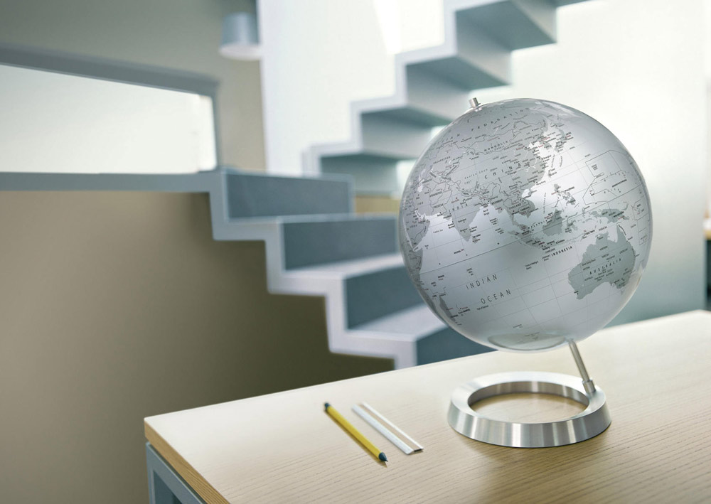 Full Circle Vision Globe - Silver Oceans - from Atmosphere