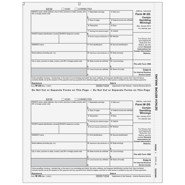 W-2G Tax Forms