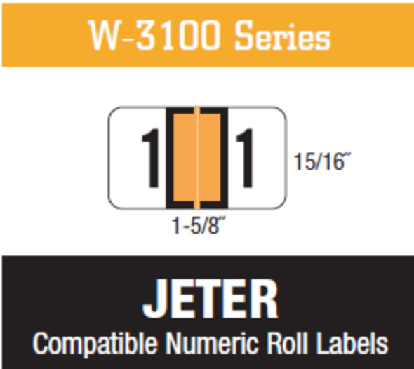 W-3100 Series, JETER, Compatible Numeric Roll Labels W-3100 Series, JETER, Compatible Numeric Roll Labels