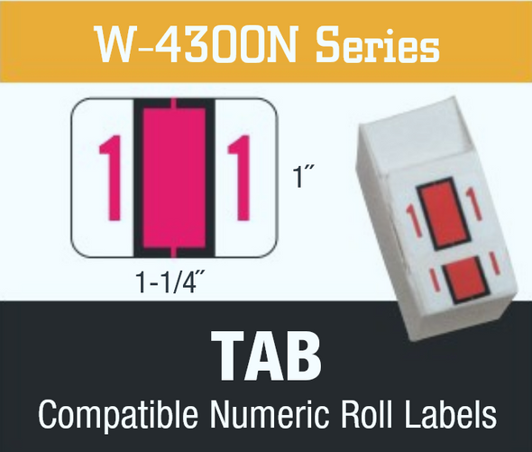 W-4300N Series, TAB, Compatible Numeric Roll Labels W-4300N Series, TAB, Compatible Numeric Roll Labels