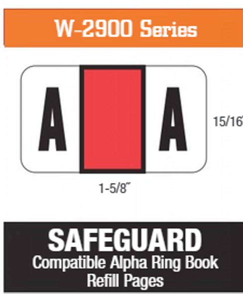 W-2900 Series, SAFEGUARD Compatible Alpha Ring Book Refill Pages W-2900 Series, SAFEGUARD Compatible Alpha Ring Book Refill Pages