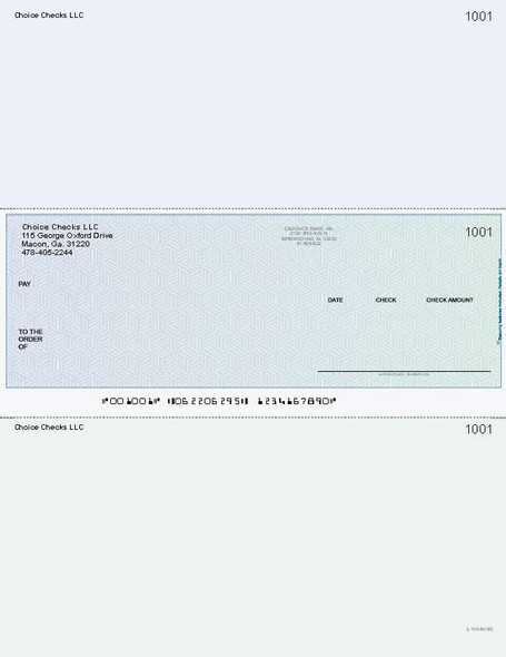 Prismatic Cube Printed Business Checks in Middle - Best Security - Blue/Green Prismatic Cube Printed Business Checks in Middle - Best Security - Blue/Green
