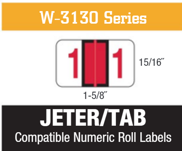 JETER/TAB Compatible Numeric Roll Labels JETER/TAB Compatible Numeric Roll Labels