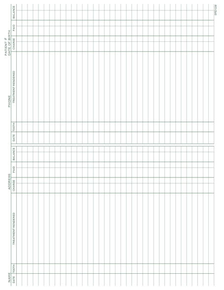 Patient Service Record form PMS 349 green 8-1/2" x 11" (100/PK) Page 2