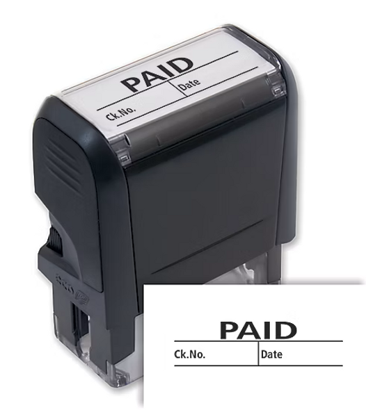 Paid Stamp With Date & Check Number Boxes - Self Inking Paid Stamp With Date & Check Number Boxes - Self Inking