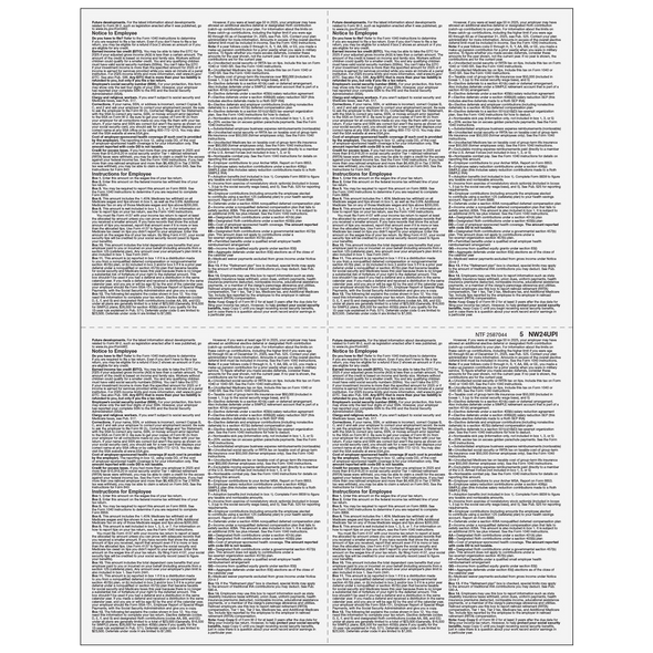 4up Blank W-2 Form - Quadrants (with Employee Instructions) -Back 4up Blank W-2 Form - Quadrants (with Employee Instructions) -Back