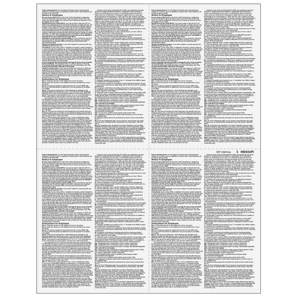 4up Blank W-2 Form - Quadrants (with Employee Instructions) 4up Blank W-2 Form - Quadrants (with Employee Instructions)
