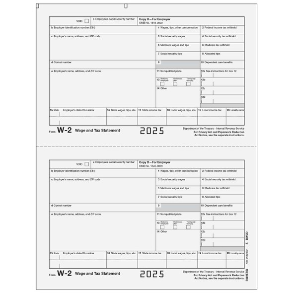 Form W-2 Employer, Copy D
