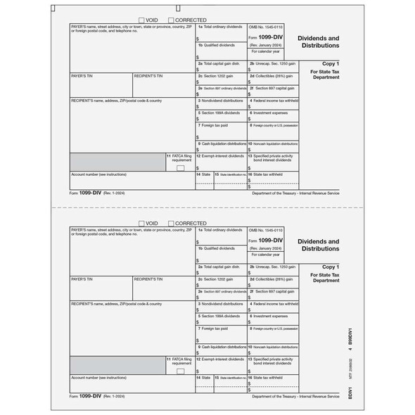 1099-DIV Dividends and Distributions - Payer State Copy 1