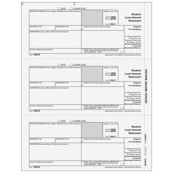 Form 1098-E Student Loan Interest Statement - Copy C Recipient/Lender Form 1098-E Student Loan Interest Statement - Copy C Recipient/Lender