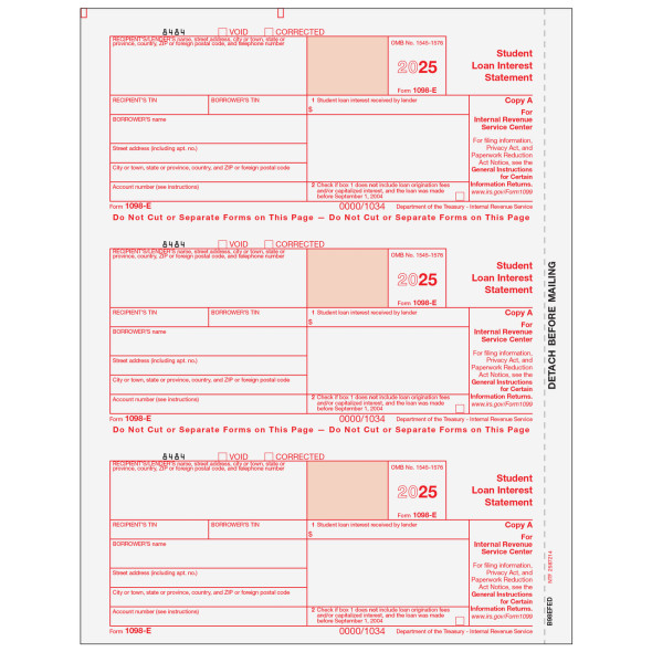 Form 1098-E Student Loan Interest Statement - Copy A Federal Form 1098-E Student Loan Interest Statement - Copy A Federal