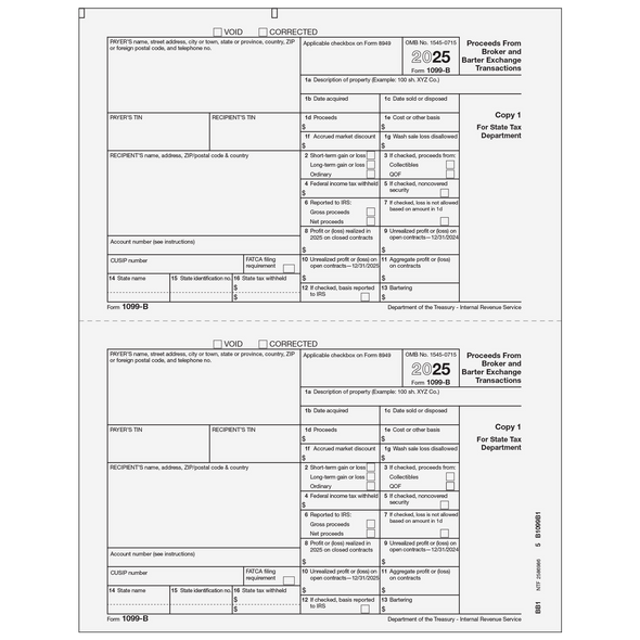 Form 1099-B Proceeds from Broker and Barter Exchange Transactions - Copy 1 State Form 1099-B Proceeds from Broker and Barter Exchange Transactions - Copy 1 State