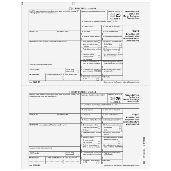 Form 1099-B Proceeds From Broker and Barter Exchange Transactions - Copy 2 Recipient State Form 1099-B Proceeds From Broker and Barter Exchange Transactions - Copy 2 Recipient State