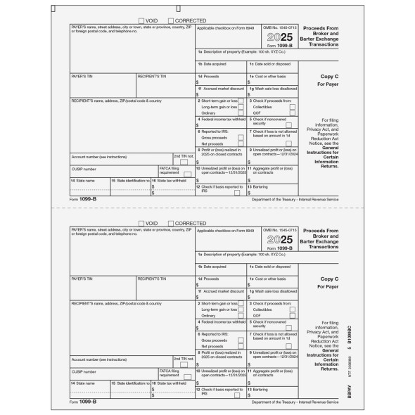 Form 1099-B Proceeds From Broker and Barter Exchange Transactions - Copy C Payer Form 1099-B Proceeds From Broker and Barter Exchange Transactions - Copy C Payer