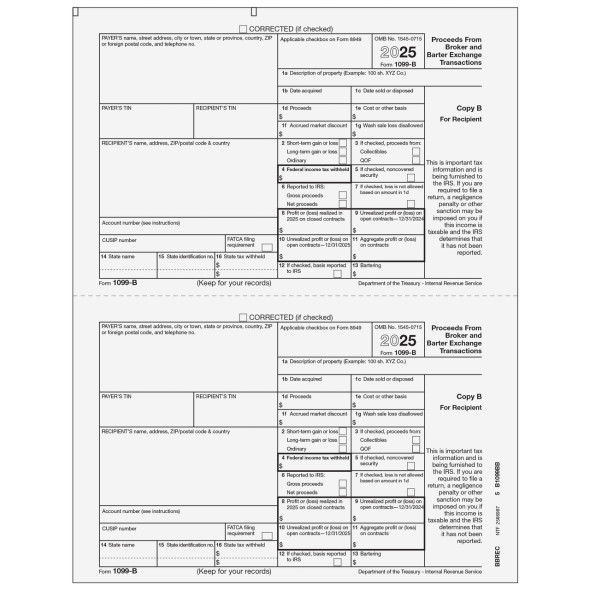Form 1099-B Proceeds From Broker and Barter Exchange Transactions - Copy B Recipient Form 1099-B Proceeds From Broker and Barter Exchange Transactions - Copy B Recipient