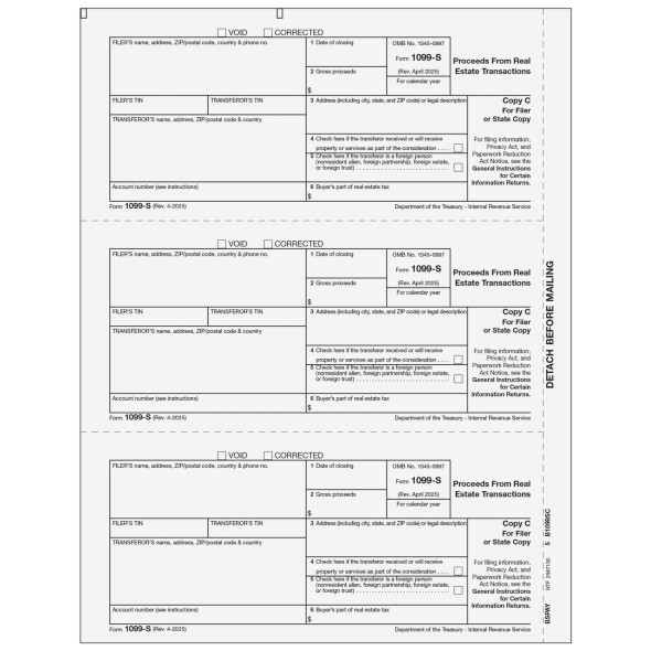 Form 1099-S Proceeds From Real Estate Transactions - Copy C Filer or State Form 1099-S Proceeds From Real Estate Transactions - Copy C Filer or State