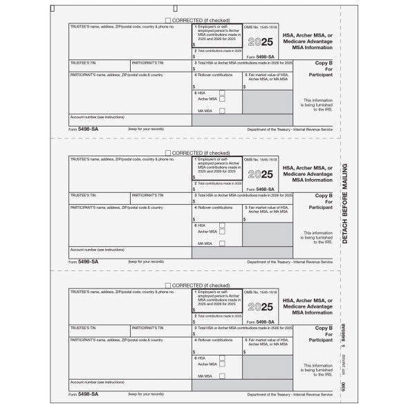Form 5498-SA HSA, Archer MSA, or Medicare Advantage MSA Information Copy B Participant Form 5498-SA HSA, Archer MSA, or Medicare Advantage MSA Information Copy B Participant