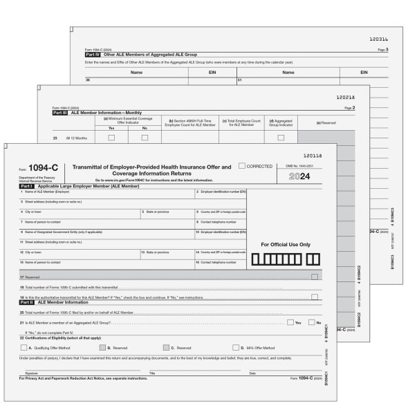 Form 1094-C - Transmittal of Employer-Provided Health Insurance Offer and Coverage Information Returns (All Pages) Form 1094-C - Transmittal of Employer-Provided Health Insurance Offer and Coverage Information Returns (All Pages)