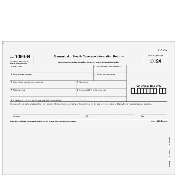 1094-B Transmittal of Health Coverage Information Returns 1094-B Transmittal of Health Coverage Information Returns