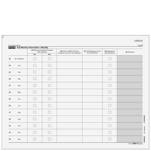 Form 1094-C - Transmittal of Employer-Provided Health Insurance Offer and Coverage Information Returns (Page 2) Form 1094-C - Transmittal of Employer-Provided Health Insurance Offer and Coverage Information Returns (Page 2)