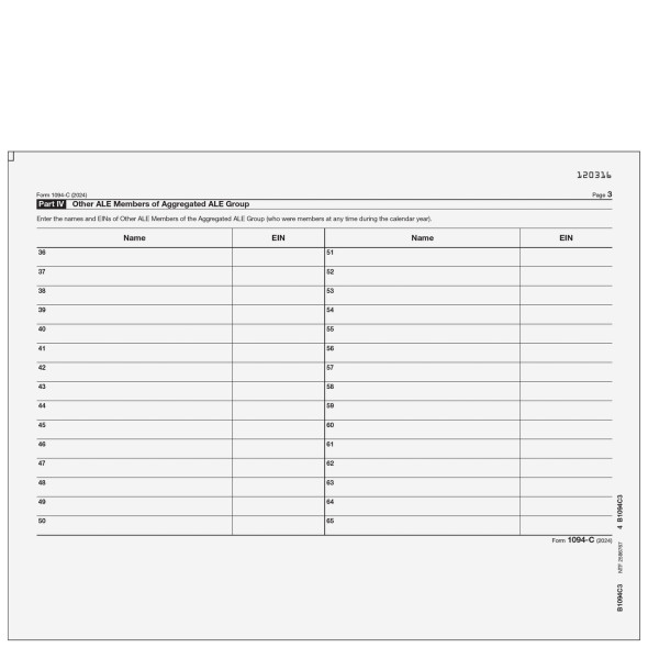 Form 1094-C - Transmittal of Employer-Provided Health Insurance Offer and Coverage Information Returns (Page 3) Form 1094-C - Transmittal of Employer-Provided Health Insurance Offer and Coverage Information Returns (Page 3)
