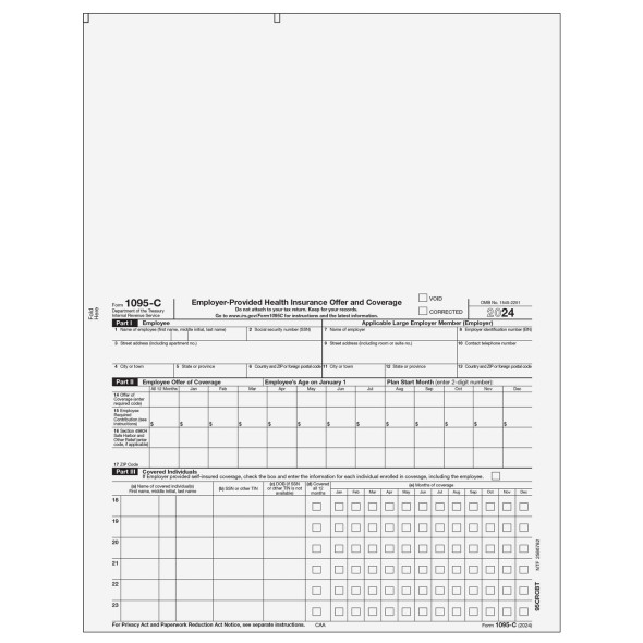 Form 1095-C - Blank Top (Recipient Copy) Form 1095-C - Blank Top (Recipient Copy)