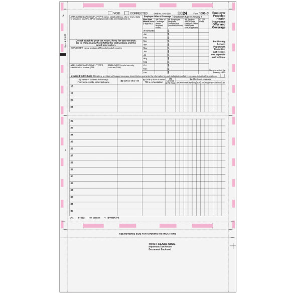 Pressure Seal 1095-C EZ-Fold Form (14'') Pressure Seal 1095-C EZ-Fold Form (14'')