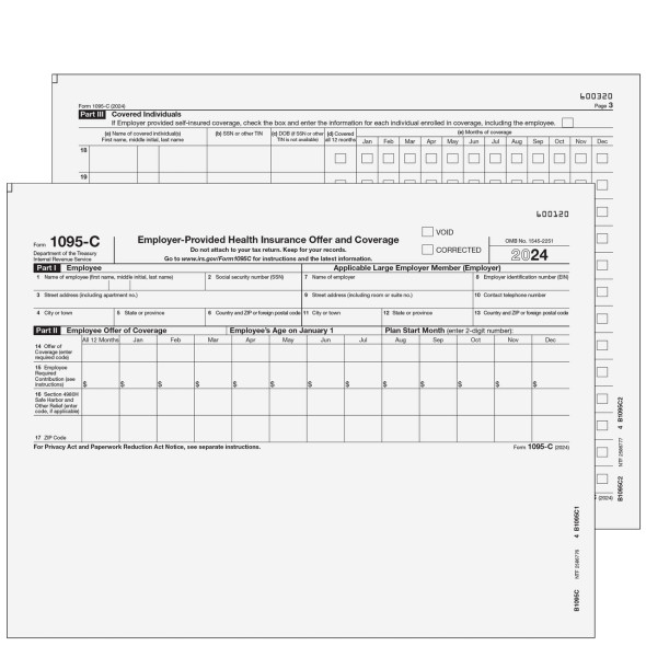 Form 1095-C - Employer Provided Health Insurance Offer and Coverage (2-part Kit) Form 1095-C - Employer Provided Health Insurance Offer and Coverage (2-part Kit)