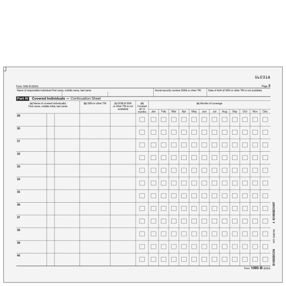 Form 1095-B Health Coverage - Continuation Form Form 1095-B Health Coverage - Continuation Form