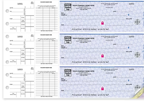 3-On-A-Page End-Stub Voucher Checks -2 Part