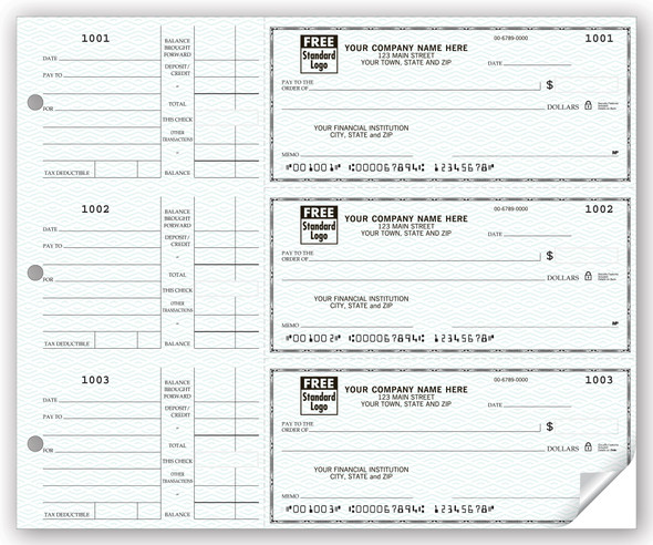 3-On-A-Page Compact Size Checks, with Side-Tear Vouchers- 1 Part