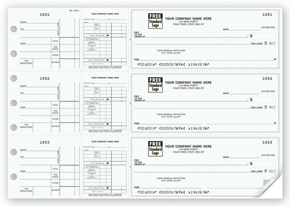 3-On-A-Page Payroll & Disbursement Check Side-Tear Vouchers-1 Part