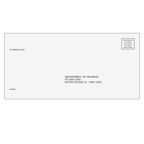 Louisiana Balance Due & E-File Envelope
