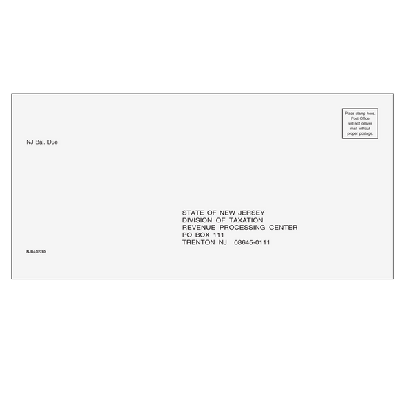 New Jersey Balance Due Envelope