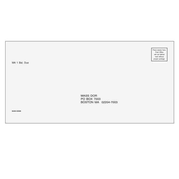 Massachusetts Balance Due Envelope