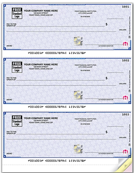 High Security Laser Checks 3 on a page - Blue only