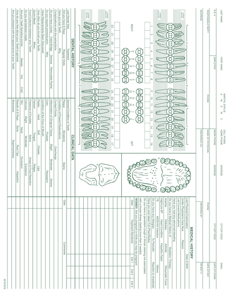 Chart Form Clinical Record PMS 349 green 8-1/2" x 11" (100/PK) Page 1