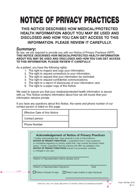 Notice of Privacy Practices - 250 Pk, Page 1