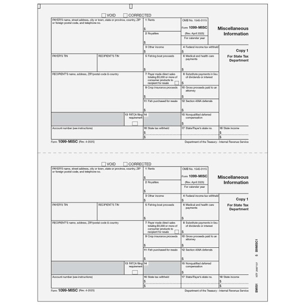 1099-MISC Miscellaneous Information - Payer State Copy 1