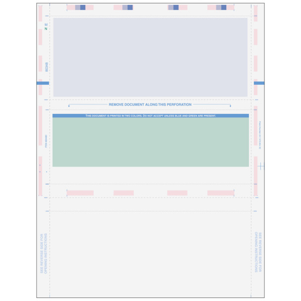 Pressure Seal Z-Fold Blank Check with Flat Background