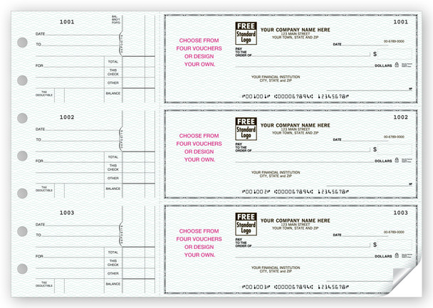 3-On-A-Page Business Size Checks, With Choice of Voucher-1 Part