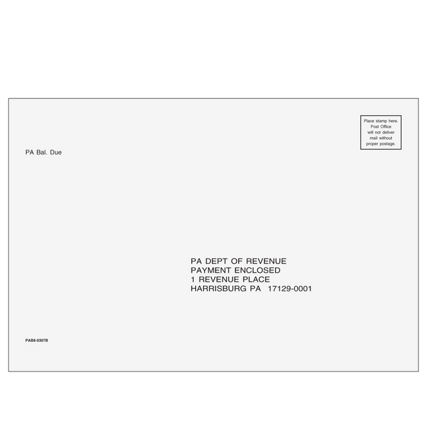 Pennsylvania Balance Due & E-file Envelope