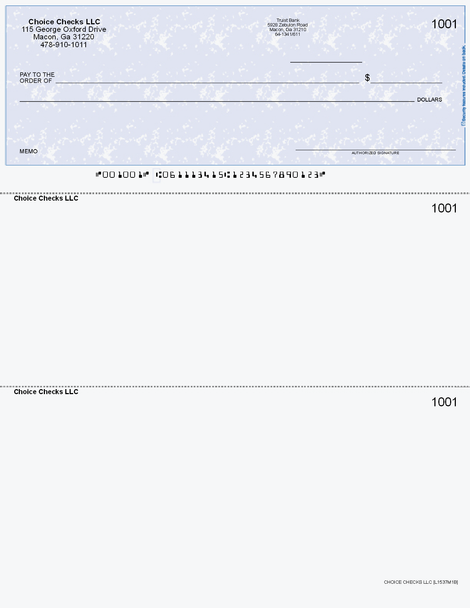 Marble Blue Imprinted Business Check on Top - Good Security